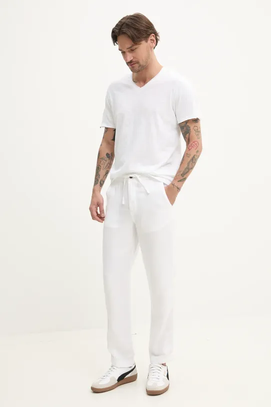 Superdry spodnie lniane M7011318A.01C biały SS25