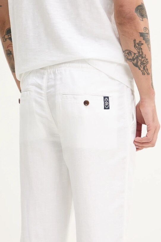 Lněné kalhoty Superdry bílá M7011318A.01C