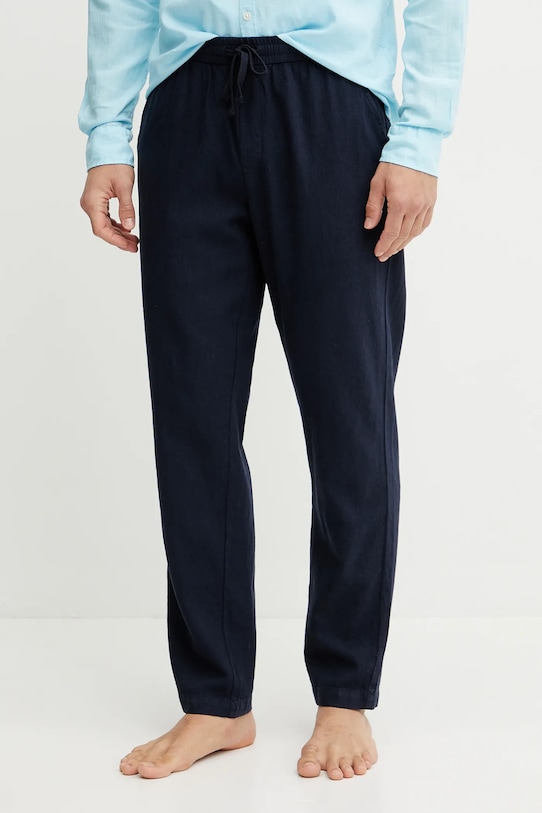 Guess pantaloni in lino chinos blu navy F5GB02.WH4J0