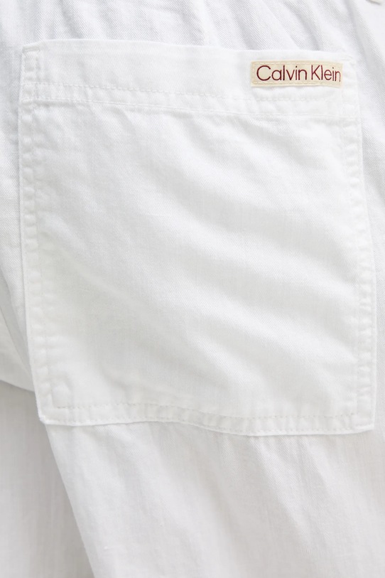 Штани з домішкою льону Calvin Klein Jeans J30J327288 білий