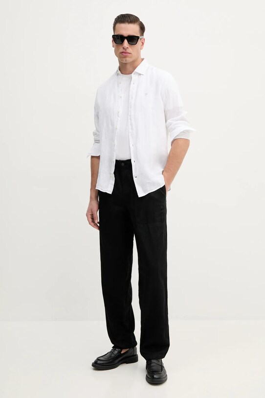 Calvin Klein Jeans spodnie z domieszką lnu J30J327288 czarny SS25