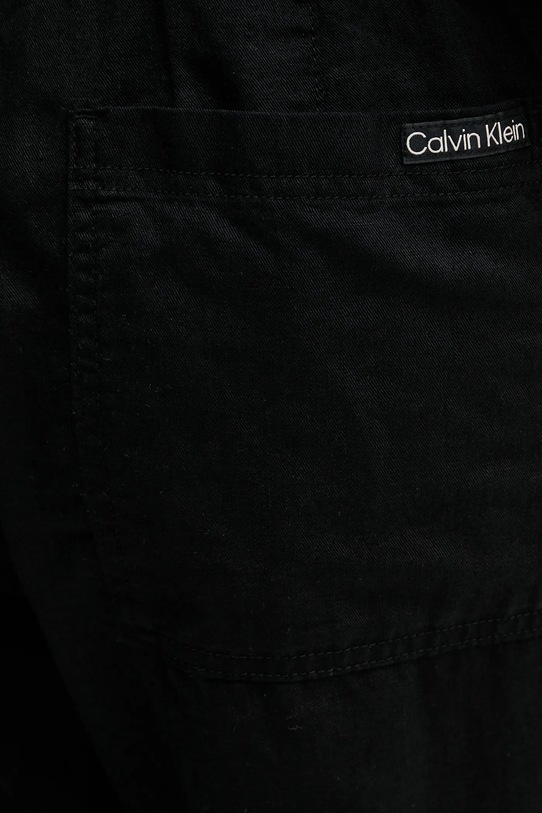 Calvin Klein Jeans spodnie z domieszką lnu czarny J30J327288
