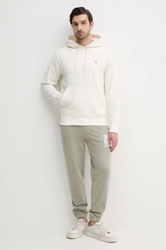 Βαμβακερό παντελόνι Calvin Klein Jeans J30J327535 μπεζ SS25