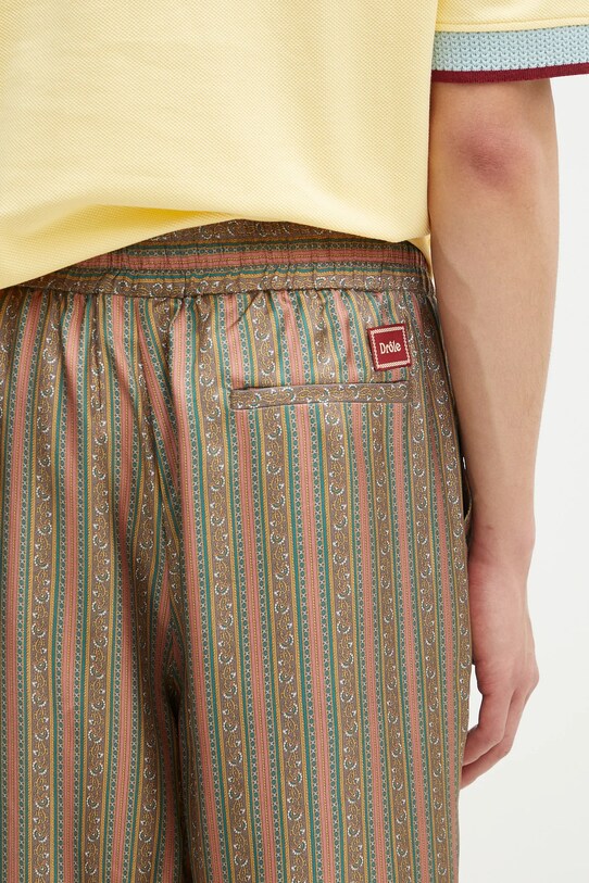 Hodvábne nohavice Drôle de Monsieur Le Pantalon Rayure Fleuries G.BP184.SE008.LPI hnedá