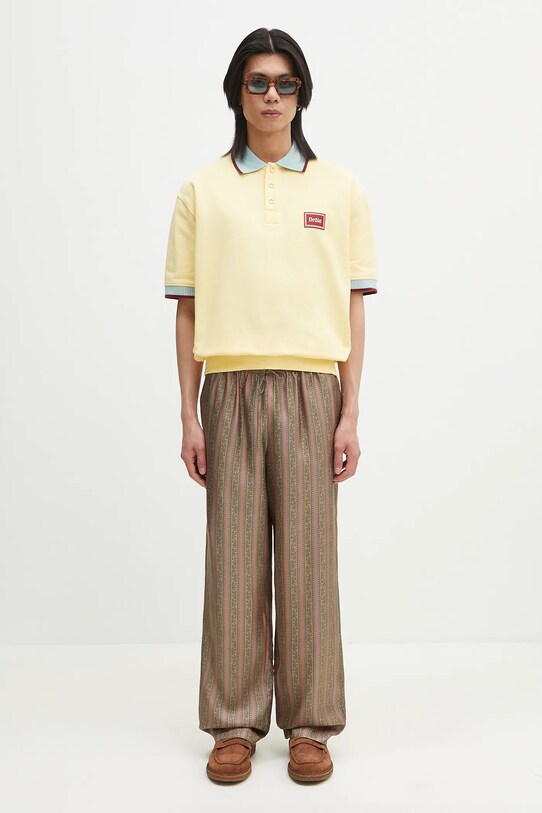 Drôle de Monsieur pantaloni de mătase Le Pantalon Rayure Fleuries G.BP184.SE008.LPI