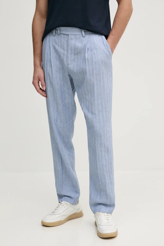 Tommy Hilfiger pantaloni din amestec de in drept albastru MW0MW38858