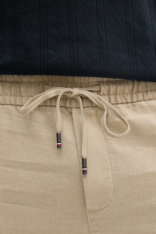 Tommy Hilfiger spodnie lniane MW0MW38801 beżowy