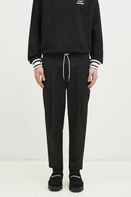 Drôle de Monsieur spodnie z domieszką wełny Le Pantalon Cropped tkanina czarny PERM.BP167.PL127.BL