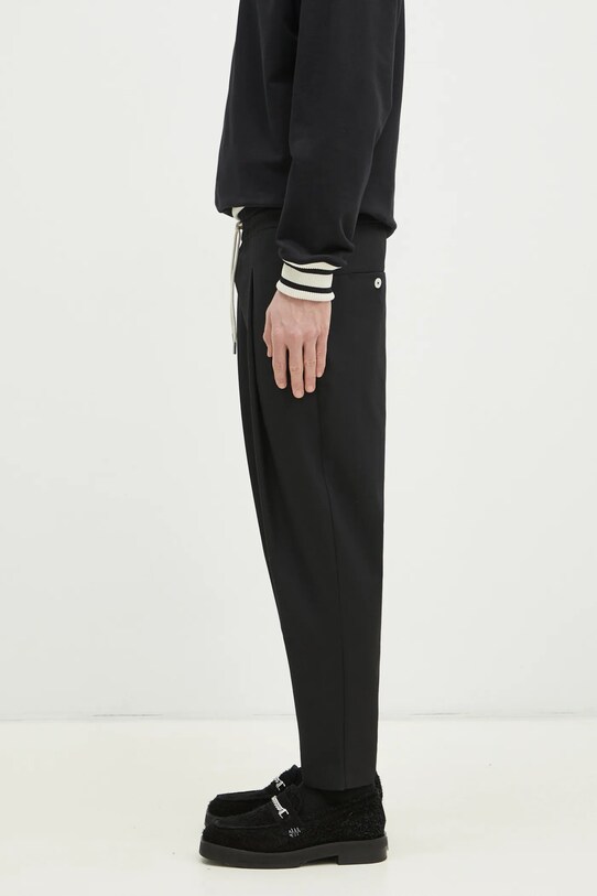Штани з домішкою вовни Drôle de Monsieur Le Pantalon Cropped PERM.BP167.PL127.BL чорний SS25