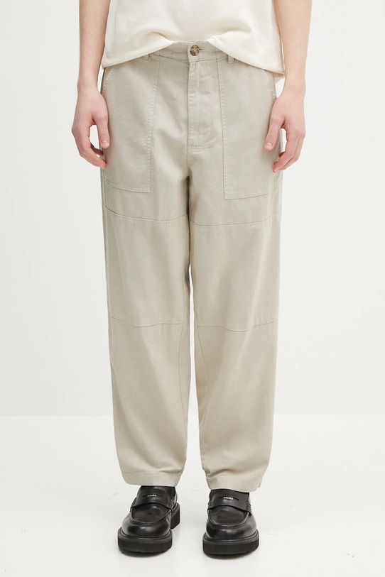 Barbour pantaloni din in Barbour Natural Linen Blend Trouser panza bej MTR0763