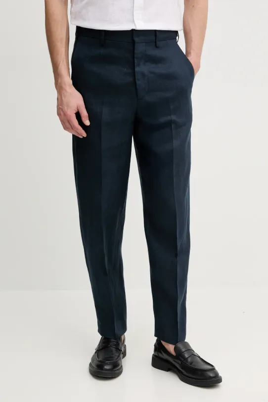 Tommy Hilfiger pantaloni in lino tessuto blu navy SQTHL5607.SQTH500