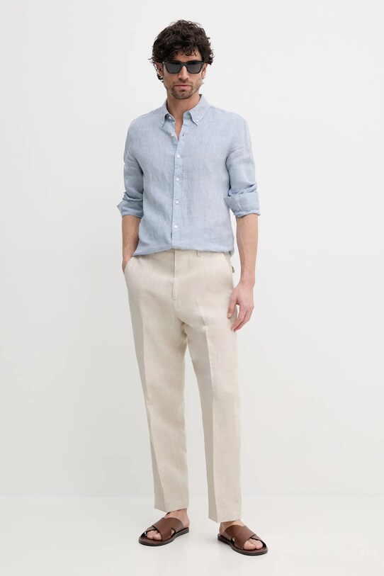 Tommy Hilfiger pantaloni in lino SQTHL5607.SQTH500 beige SS25