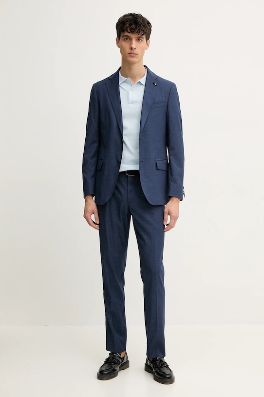 Μάλλινο παντελόνι Tommy Hilfiger SQTHL7534.SQTH402 σκούρο μπλε SS25