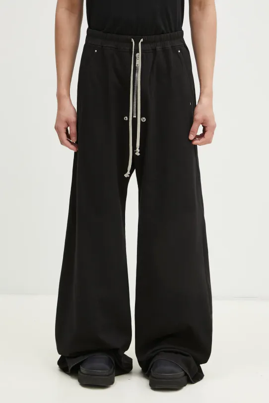 Rick Owens spodnie dresowe bawełniane Geth Belas gładkie czarny DU01E3378.RIG