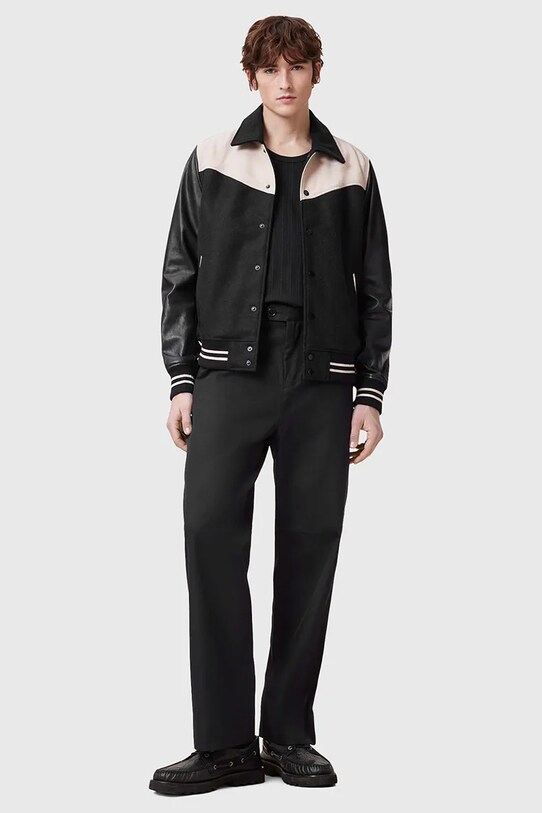 AllSaints pantaloni din lana LOCKE drept negru M001TD