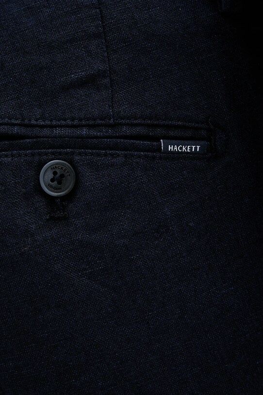 Hackett London spodnie lniane granatowy HM212726R