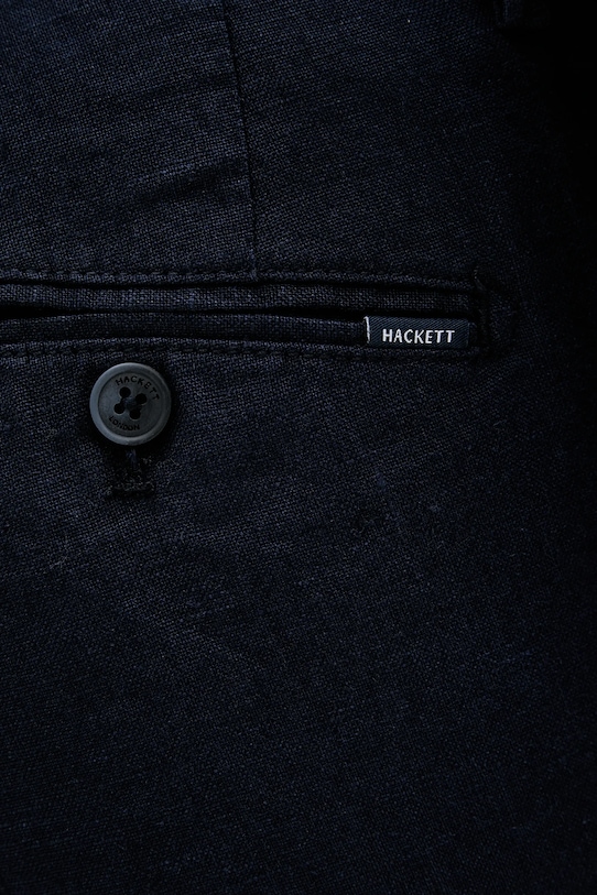 Λινό παντελόνι Hackett London σκούρο μπλε HM212726R