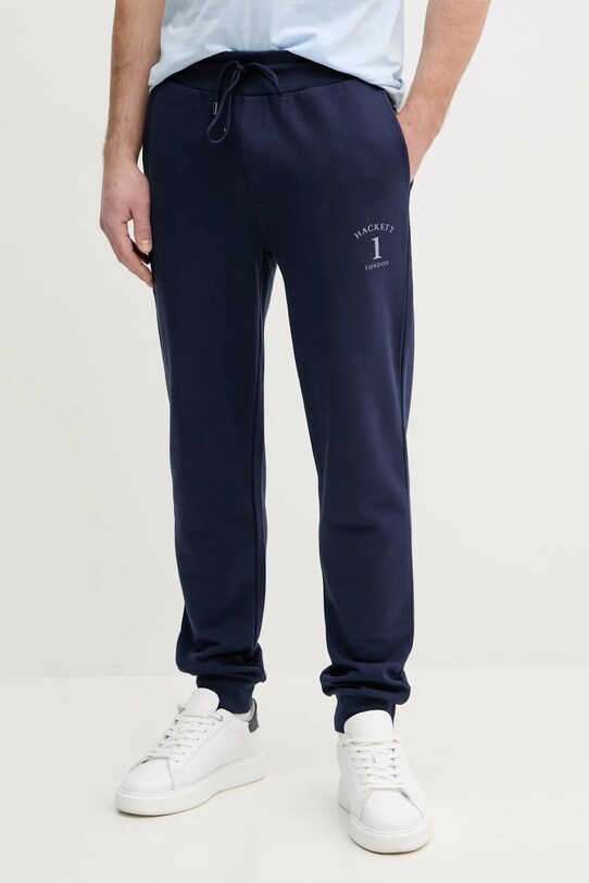 Hackett London spodnie dresowe bawełniane nadruk granatowy HM581338