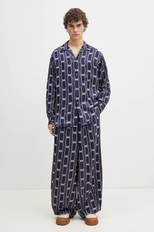 Hlače Needles H.D. - Papillon Stripe QV107 mornarsko plava