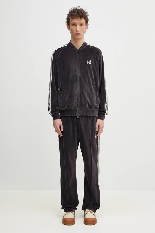 Needles velour sweatpants Narrow Track QV321 brown
