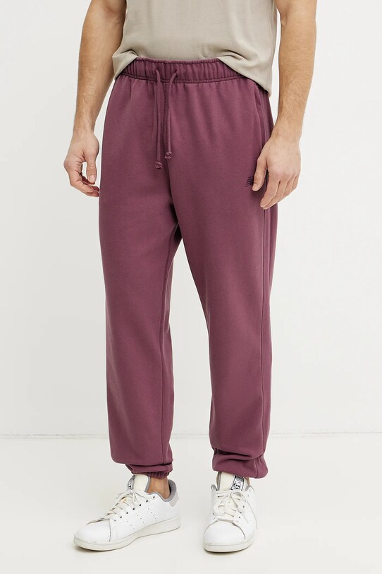 New Balance pantaloni de trening din bumbac bumbac burgundia MP41508FDP