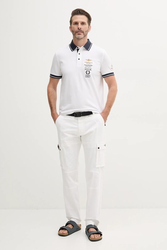 Nohavice Aeronautica Militare PA1665CT3534 biela SS25