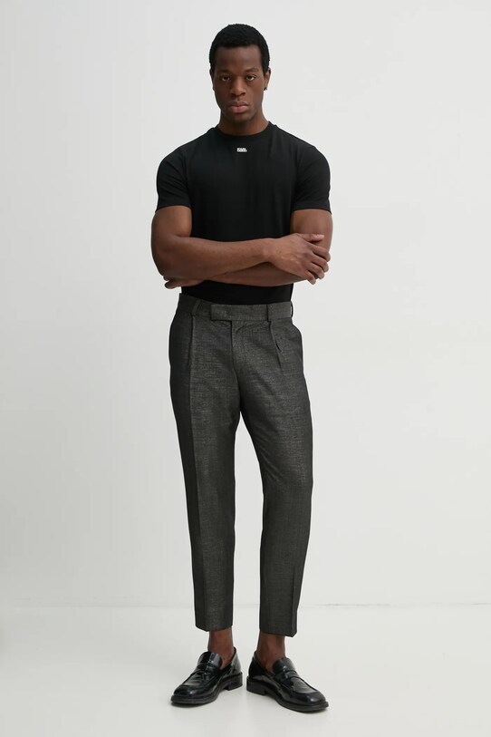 Vlněné kalhoty Karl Lagerfeld KL STUDIO 552053.255421 šedá SS25