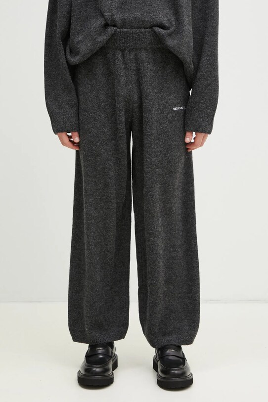 MKI MIYUKI ZOKU pantaloni de trening cu amestec de lână Mohair Blend Knit Wide Leg Joggers uni gri MOHAIR.BLEND.KNIT.WIDE.