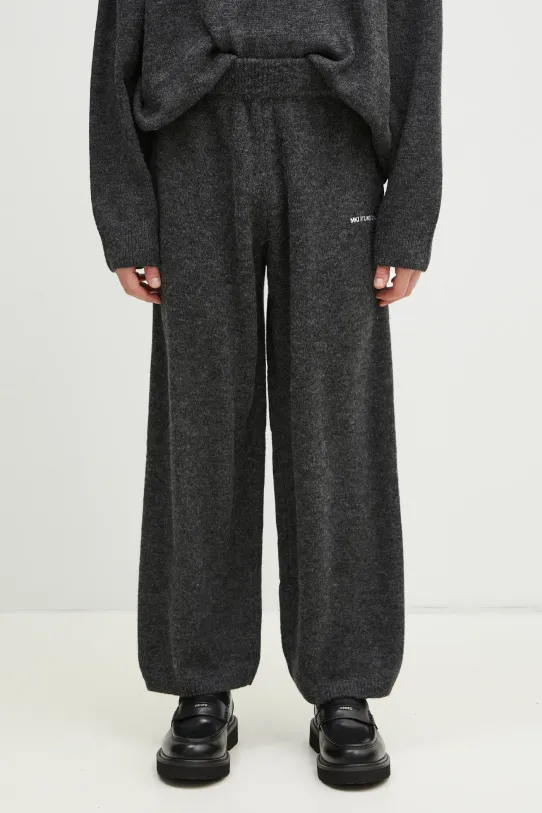 MKI MIYUKI ZOKU wool blend sweatpants Mohair Blend Knit Wide Leg Joggers jersey gray MOHAIR.BLEND.KNIT.WIDE.