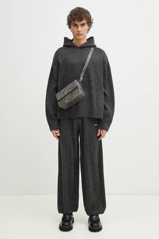 MKI MIYUKI ZOKU wool blend sweatpants Mohair Blend Knit Wide Leg Joggers gray MOHAIR.BLEND.KNIT.WIDE.