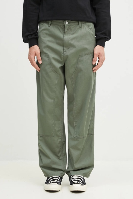 Carhartt WIP pantaloni in cotone Double Knee Pant cotone verde I034795.1YF02