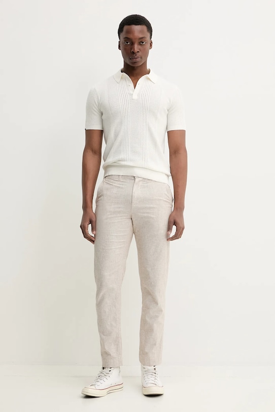 Abercrombie & Fitch spodnie z domieszką lnu KI130.5034.412 beżowy SS25