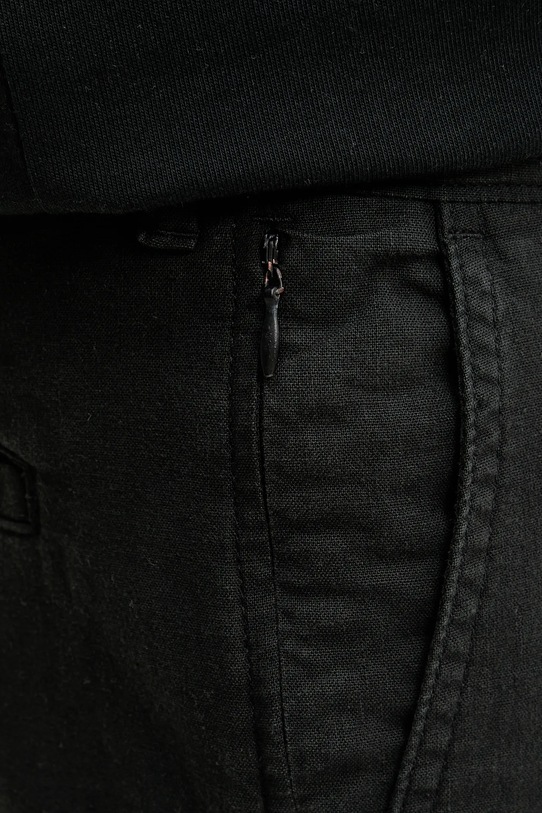 Nohavice s prímesou ľanu Abercrombie & Fitch čierna KI130.5034.900