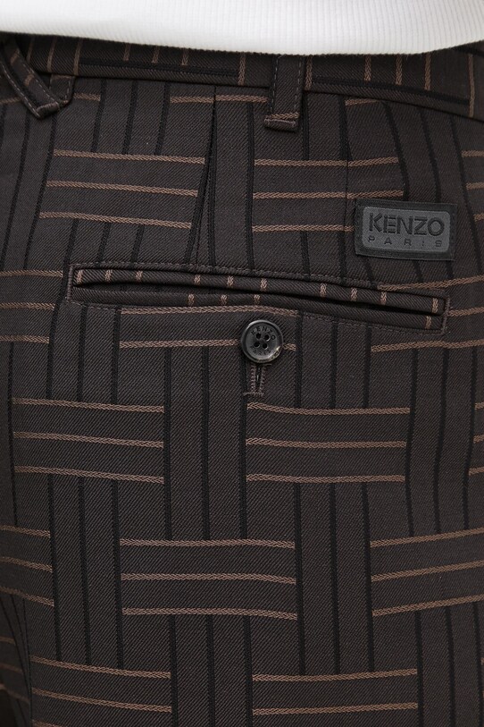 Μάλλινα παντελόνια Kenzo καφέ FF55PA2149JT.90