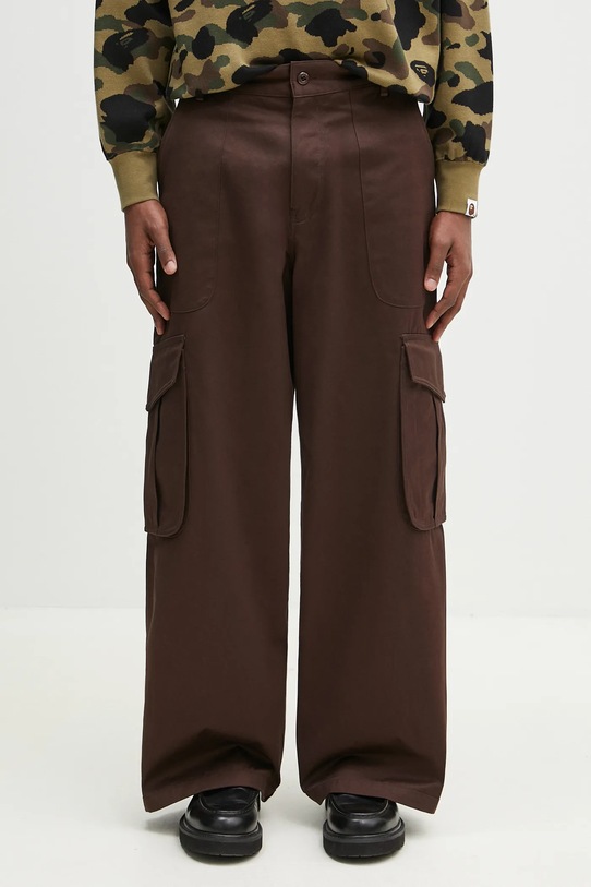 Kenzo spodnie bawełniane bawełna brązowy FF55PA2449GF.90