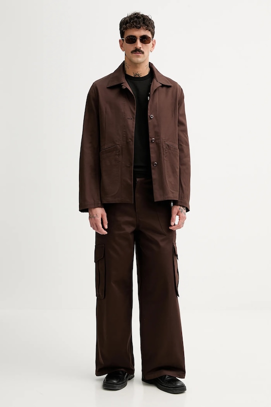Kenzo pantaloni de bumbac FF55PA2449GF.90 maro SS25