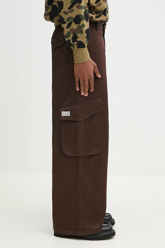Kenzo spodnie bawełniane brązowy FF55PA2449GF.90