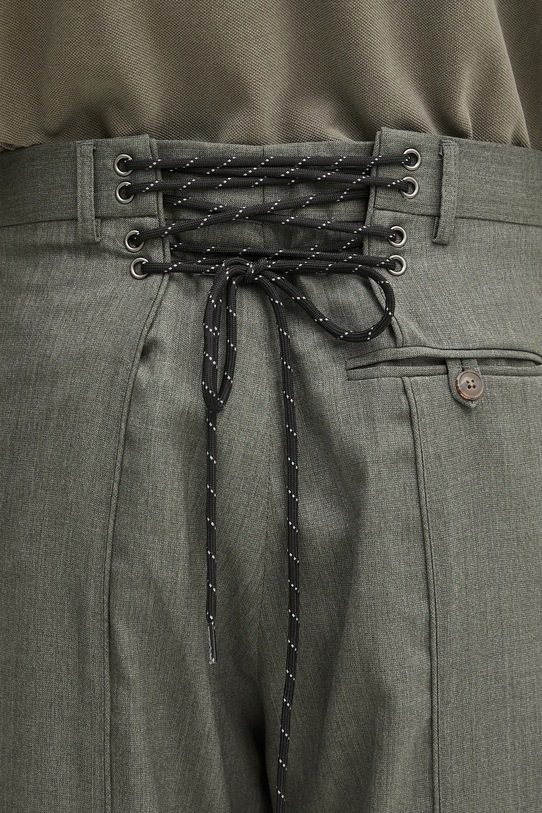 Vunene hlače Martine Rose Wader Tailored zelena 367WT11415