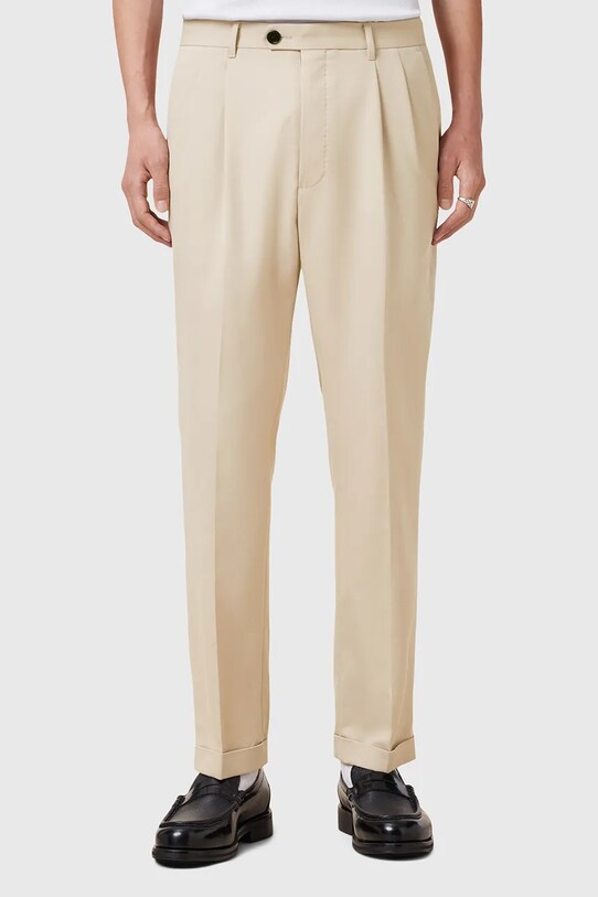 AllSaints spodnie z domieszką wełny TALLIS M032TB beżowy SS25