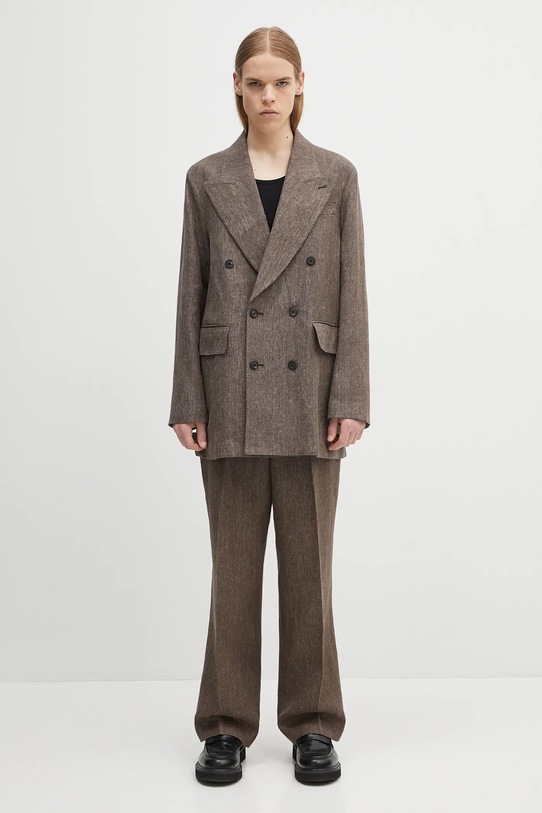 Our Legacy linen trousers Borrowed Chino M2254BTC brown