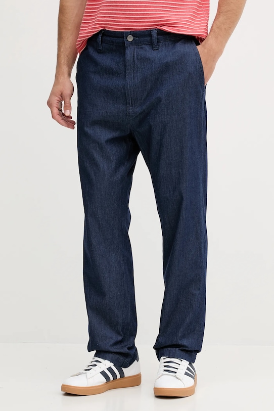 United Colors of Benetton pamut nadrág sima sötétkék 4DHJUF05K