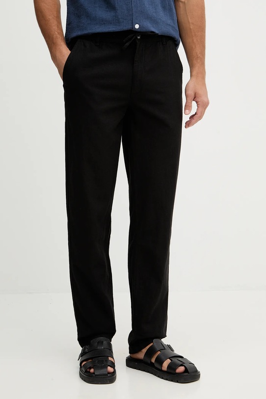 Lindbergh spodnie lniane tkanina czarny 30.008023