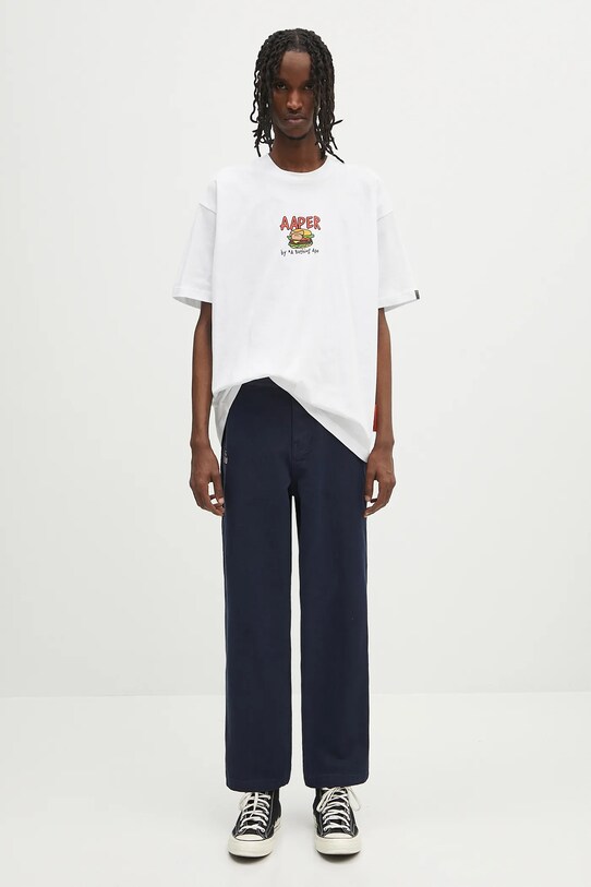 Evisu spodnie bawełniane Classic Worker Chino 2ESHTM5PT1063 granatowy