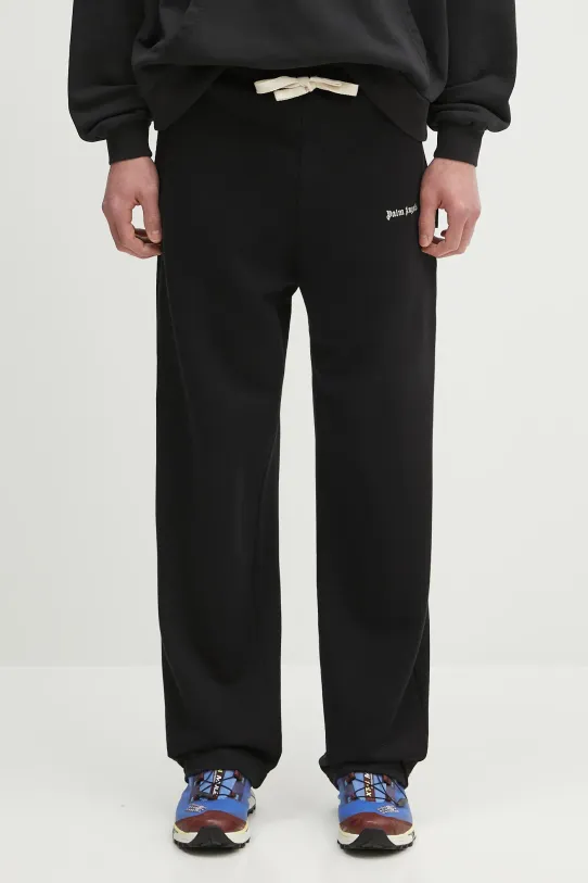 Palm Angels pantaloni de trening din bumbac Classic Logo Emb uni negru PMCH022C99FLE0011003