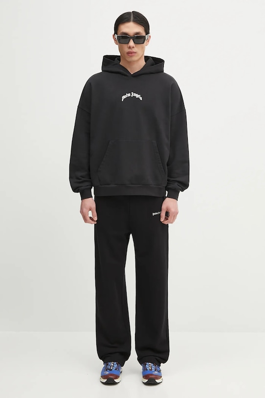 Palm Angels pantaloni de trening din bumbac Classic Logo Emb PMCH022C99FLE0011003 negru