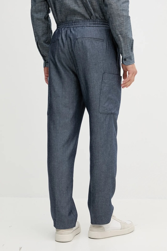 Îmbrăcăminte Sisley pantaloni din amestec de in 4NZVSF05A albastru