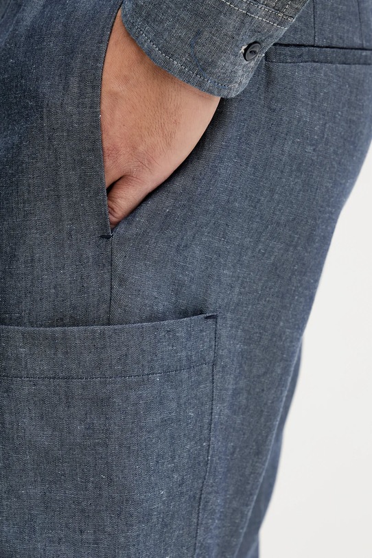 Sisley pantaloni din amestec de in albastru 4NZVSF05A