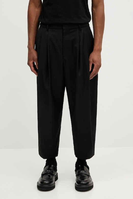 Ader Error pantaloni de lână Apparel-Bottom lana negru BO42FYSA0101BK