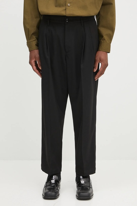 Hlače NEIGHBORHOOD Two Tuck Pants ravni crna 242SPNH.PTM07