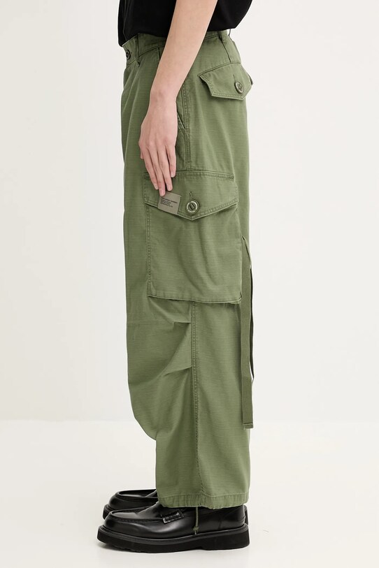 NEIGHBORHOOD spodnie bawełniane Wide Cargo Pants 251SPNH.PTM06 zielony SS25